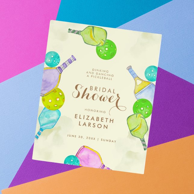 Sports Lover Watercolor  Pickleball Themed Bridal Foam Board (Creator Uploaded)