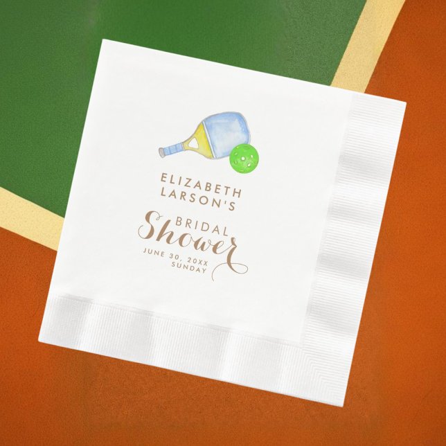 Sports Lover Watercolor  Pickleball Themed Bridal Napkins (Creator Uploaded)