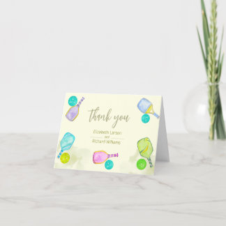 Sports Lover Watercolor  Pickleball Themed Wedding Thank You Card