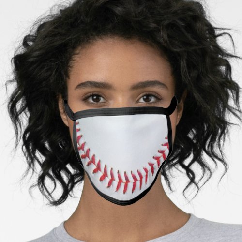 Sports lover White Baseball red stitching Face Mask