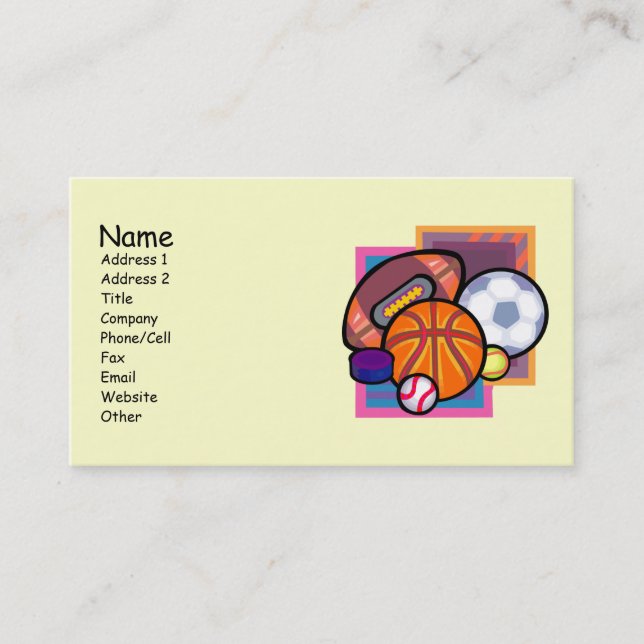 Sports Lovers Business Cards (Front)