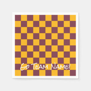 Sports Maroon Gold Check Team NAME School Colors Napkins