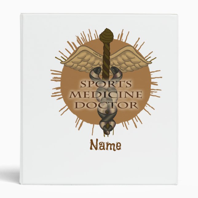 Sports Medicine Doctor Caduceus 3 Ring Binder (Front)