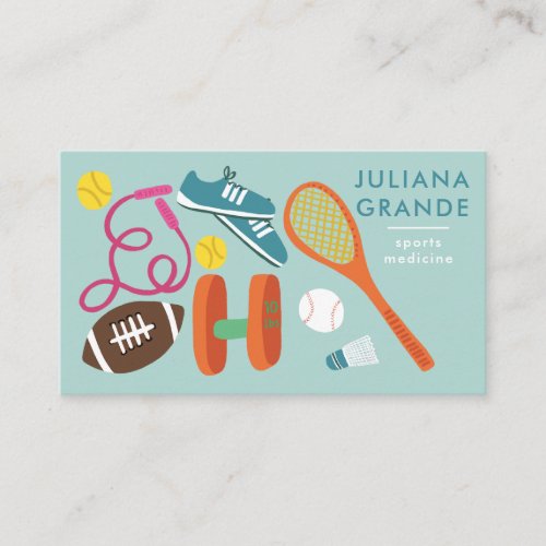 Sports Medicine Fitness Gym Trainer Coach Cute Business Card