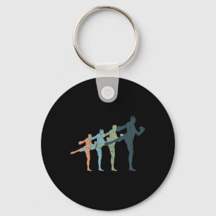 Sports Mom And Dad Silhouette - Vintage Kickboxing Keychain