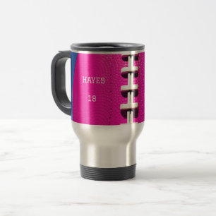 Sports Mom Hot Pink Football  Travel Mug