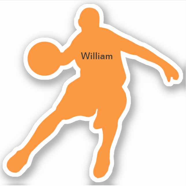 Sports Monogram Basketball Shape Sticker (Front)