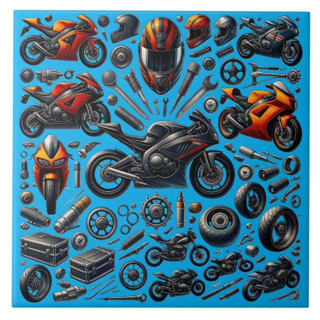 Sports Motorcycles: Speed and Performance Ceramic Tile (Front)