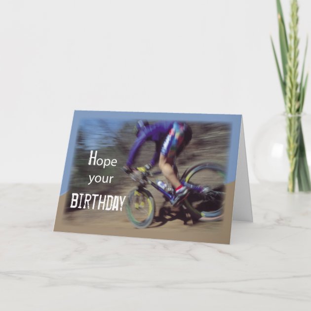 1 X Greeting Card Mountain Bike Dirt Biker - Blank Birthday Celebration Anniversary #2748 - View #4