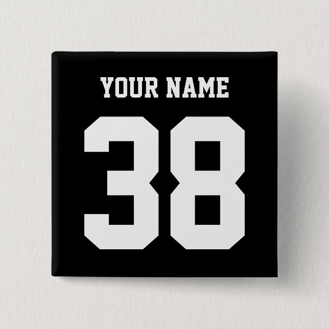 Sports Name and Number custom button (Front)