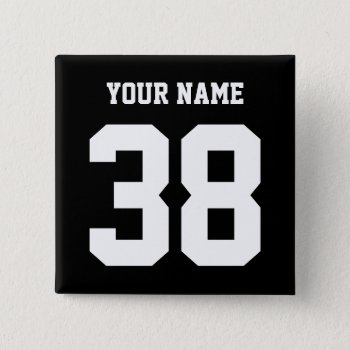 Sports Name And Number Custom Button by laxshop at Zazzle