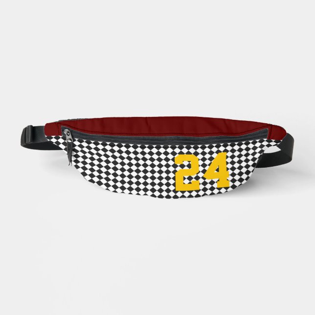 Sports NUMBER Team Colors Checkerboard Fun Fanny Pack (Front)