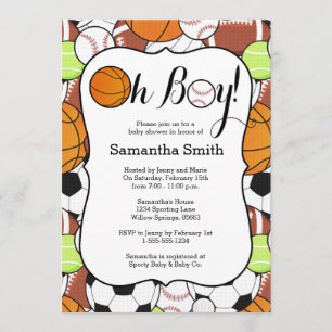 Sports Oh Boy! Baby Shower Invitation
