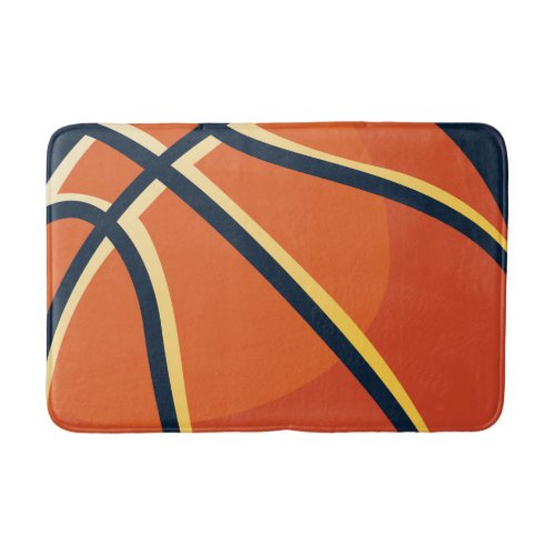 Sports Orange Basketball Bath Mat