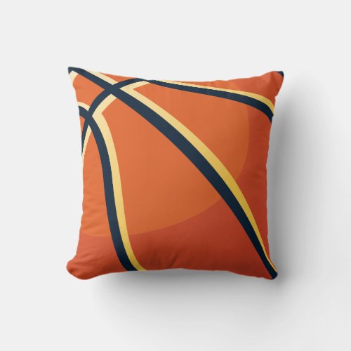 Sports Orange Basketball Bedroom Throw Pillow