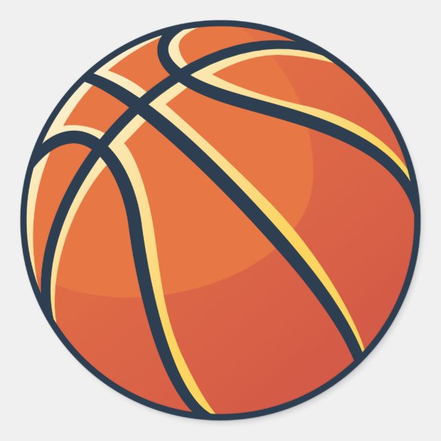 Sports Orange Basketball Birthday Party Favor Classic Round Sticker (Front)