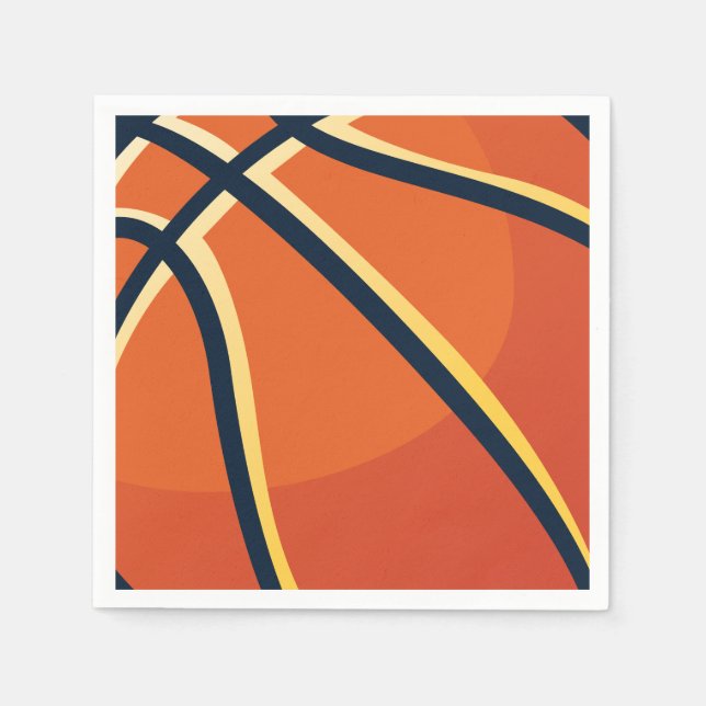 Sports Orange Basketball Birthday Party Napkins (Front)
