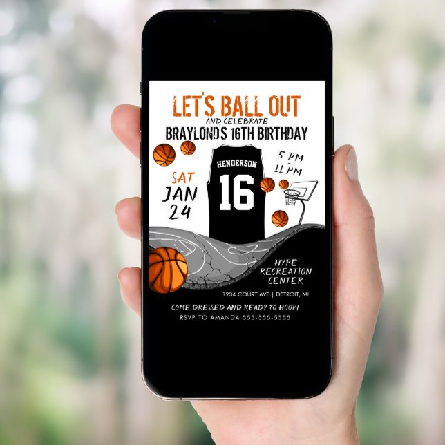 Sports Outdoor Basketball Birthday Invitation (Front Digital)