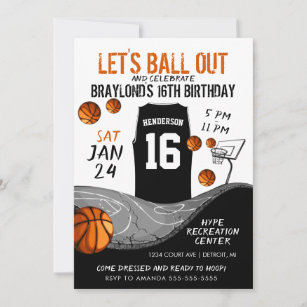 Sports Outdoor Basketball Birthday Invitation