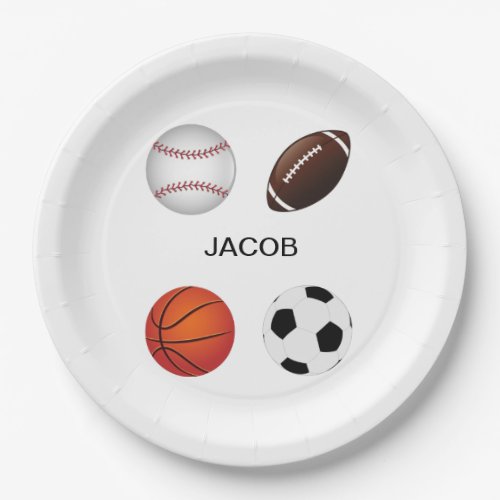 SPORTS PAPER PLATES WITH CHILDS NAME