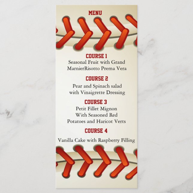 Sports Party Baseball theme Personalize Menu cards (Front)