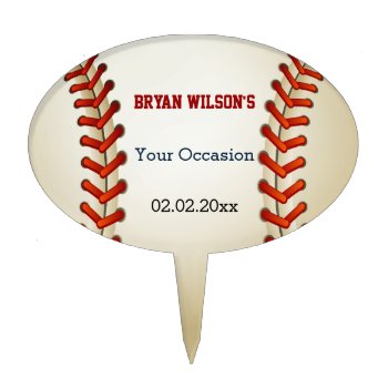 Sports Party Baseball Theme Personalized Cake Pick by PartyPops at Zazzle
