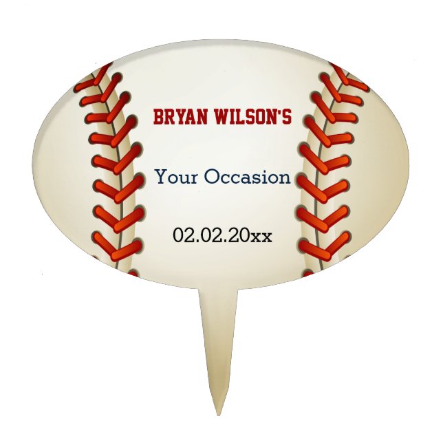 Sports Party Baseball theme Personalized Cake Pick (Front)