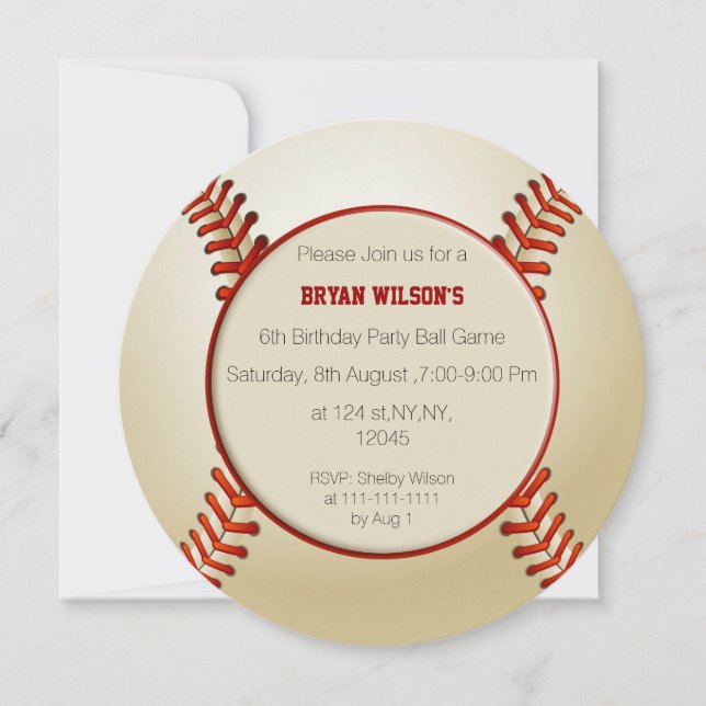 Sports Party Baseball theme Personalized Invites (Front)