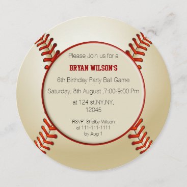 Sports Party Baseball theme Personalized Invites
