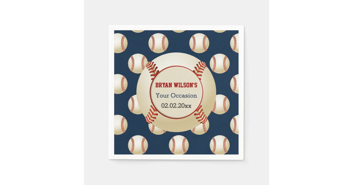 Sports Party Baseball theme Personalized napkins Zazzle