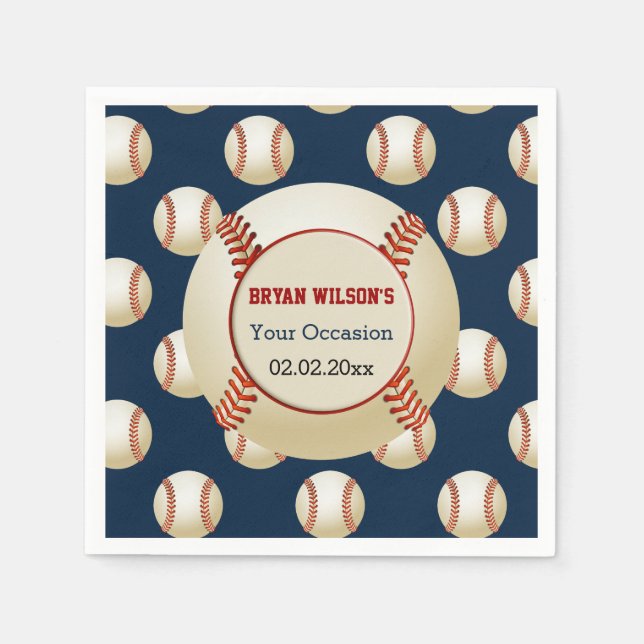 Sports Party Baseball theme Personalized napkins (Front)