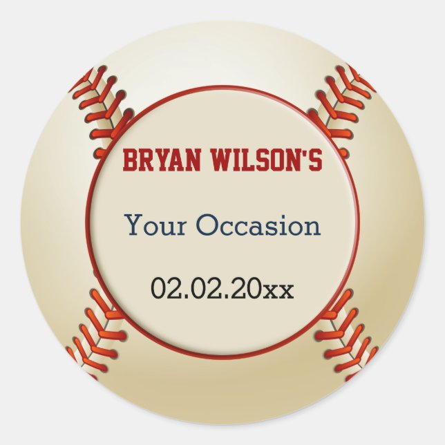 Sports Party Baseball theme Personalized stickers (Front)