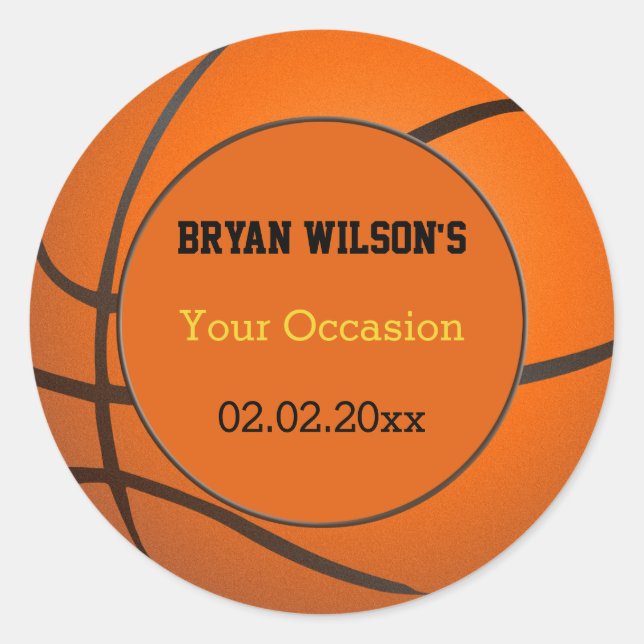 Sports Party Baskeball theme Personalized stickers (Front)