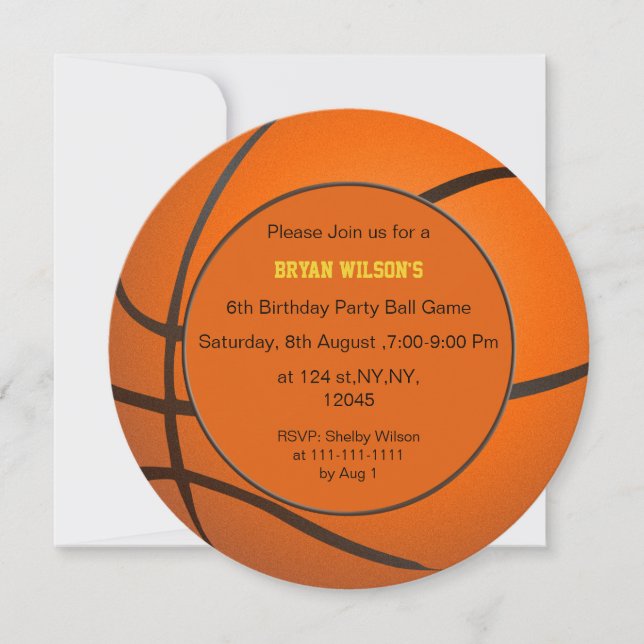 Sports Party Basketball theme Personalized Invites (Front)