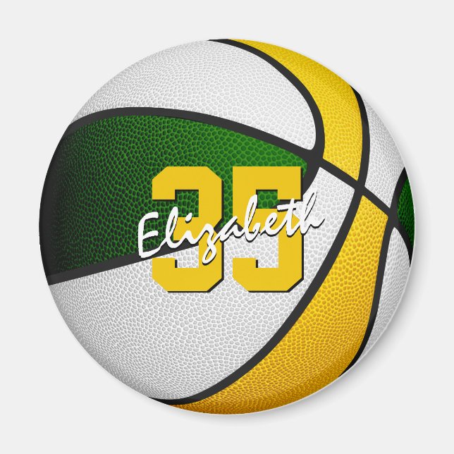 sports party favors under 10 green gold basketball magnet (Front)