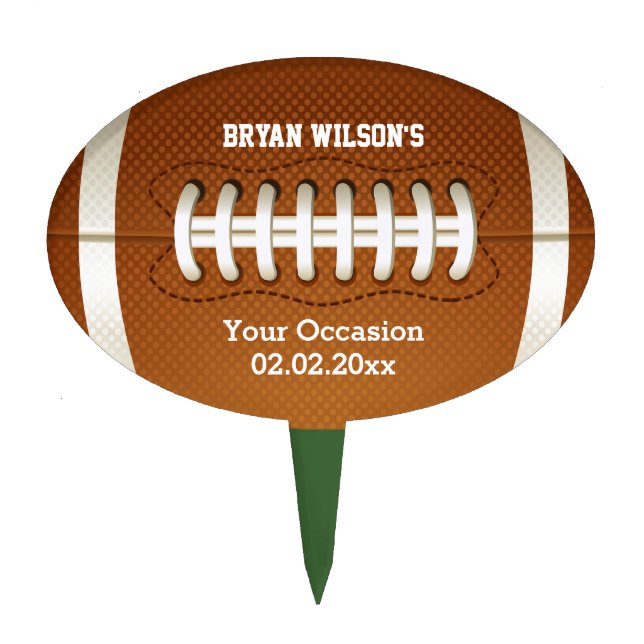 Sports Party Football theme Personalized Cake Pick (Front)