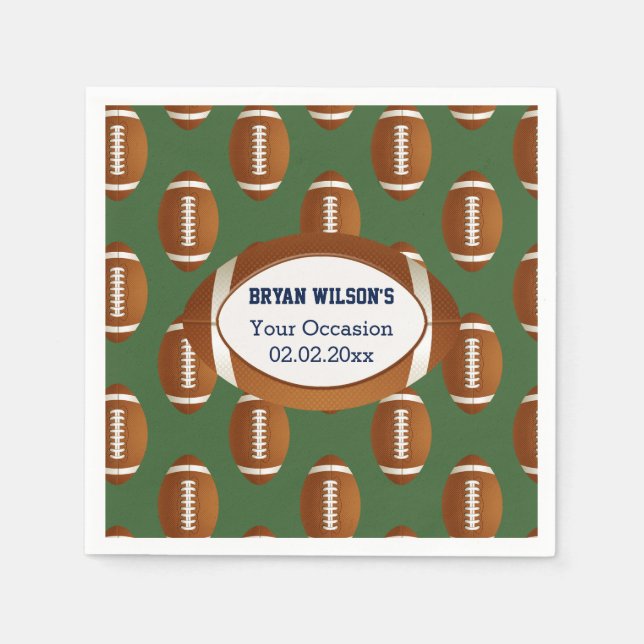 Sports Party football theme Personalized Napkins (Front)
