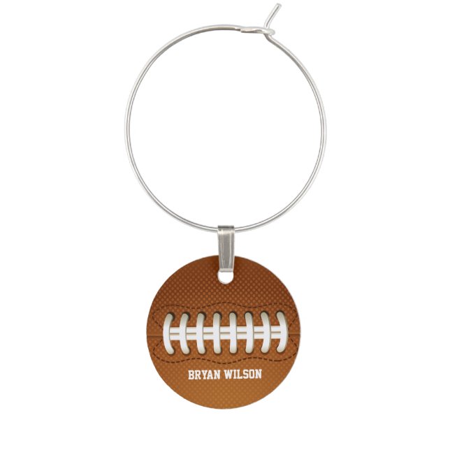 Sports Party football theme Wine Charm (Front)