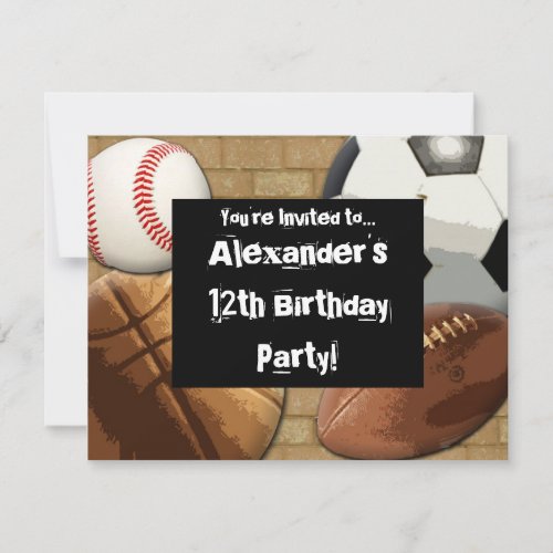 Sports Party Personalized Invitation