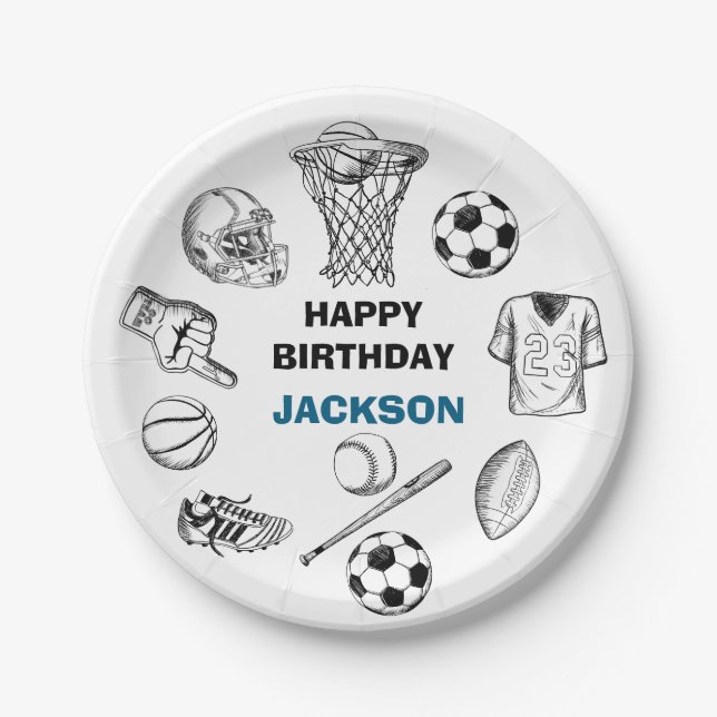 Sports party paper plates (Front)