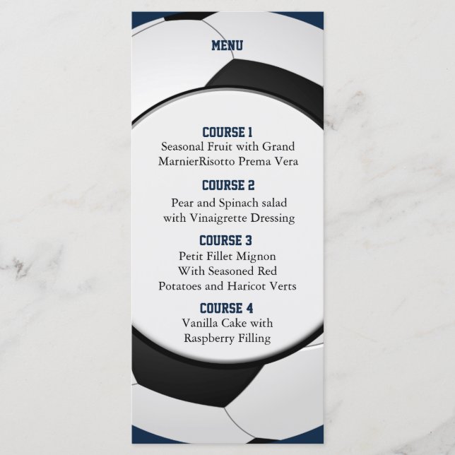 Sports Party Soccer theme Personalize Menu cards (Front)