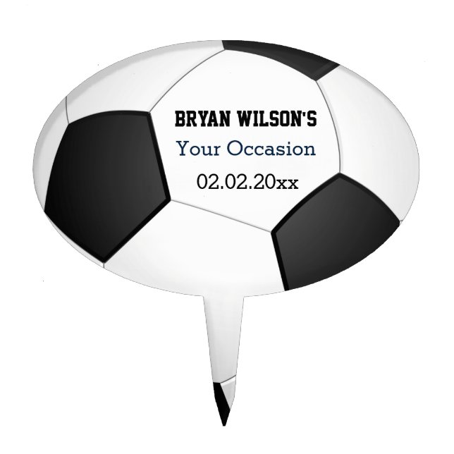 Sports Party Soccer theme Personalized Cake Pick (Front)