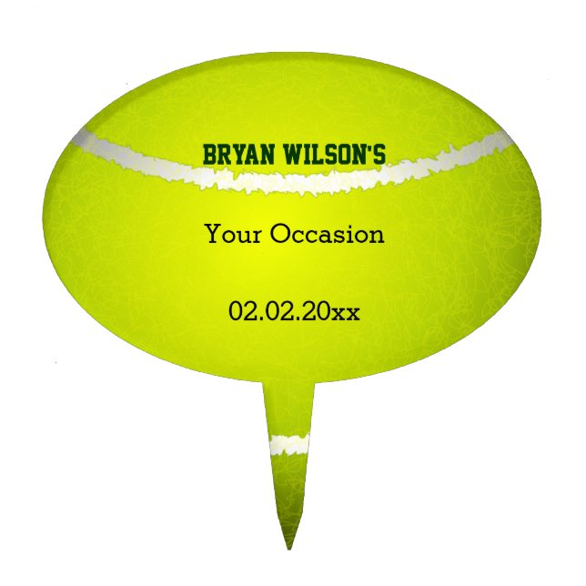 Sports Party Tennis theme Personalized Cake Pick (Front)