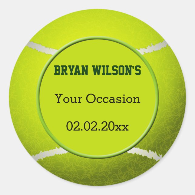 Sports Party Tennis theme Personalized stickers (Front)