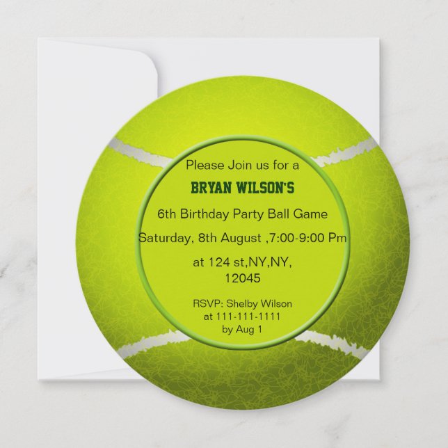 Sports Party Tennis theme photo Invites (Front)