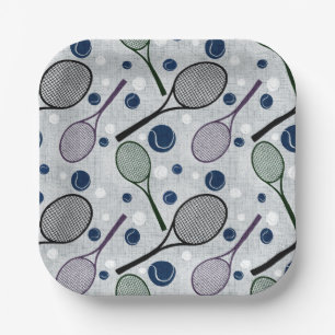 Sports pattern for tennis fans. paper plates