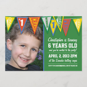 Sports Pennant Birthday Invitation