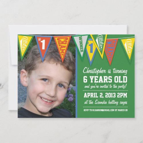 Sports Pennant Birthday Invitation