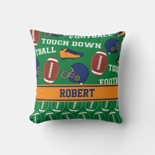 SPORTS Personalize Football Pattern for Man Cave Throw Pillow