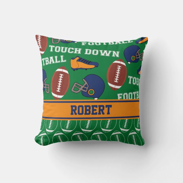 SPORTS Personalize Football Pattern for Man Cave Throw Pillow (Front)